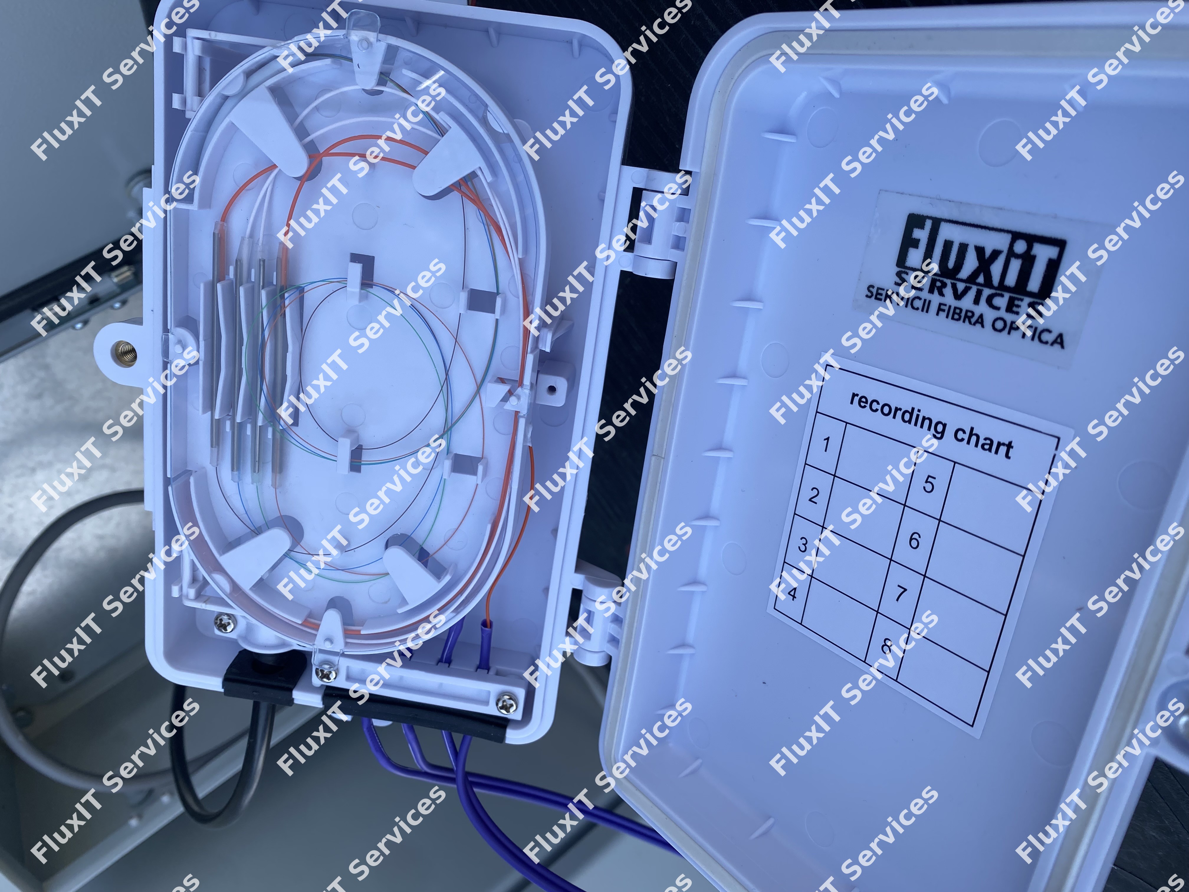 4 suduri fibra optica multimode pigtail in cutie terminala etansa